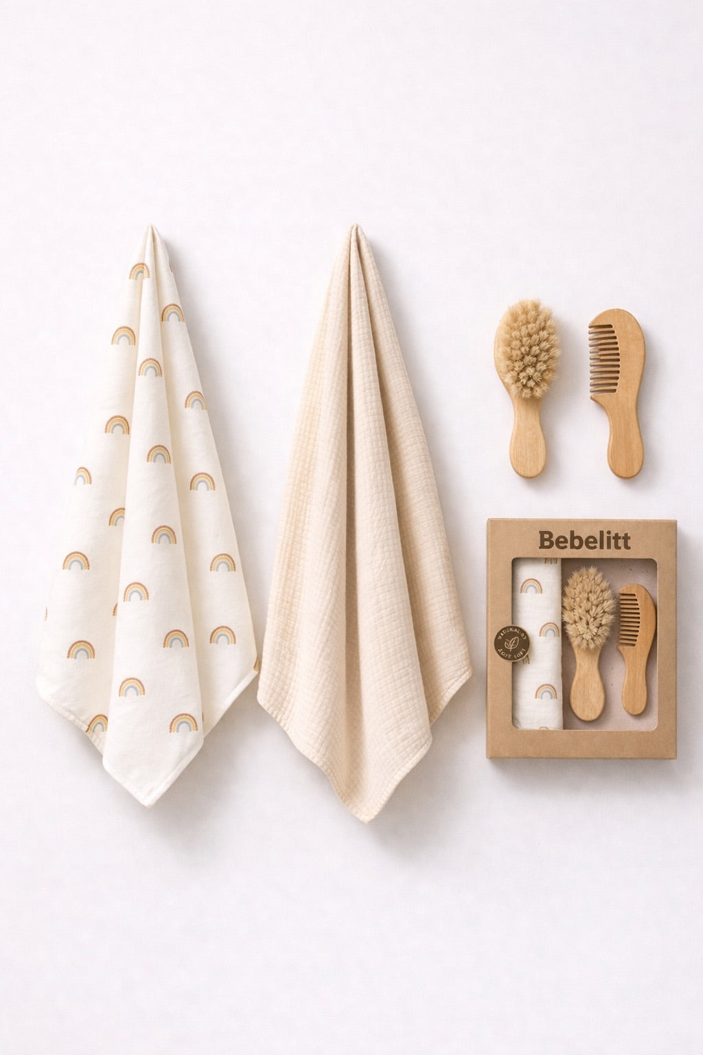 Baby Wendedecke Set mit Pflegekämmen Regenbogen