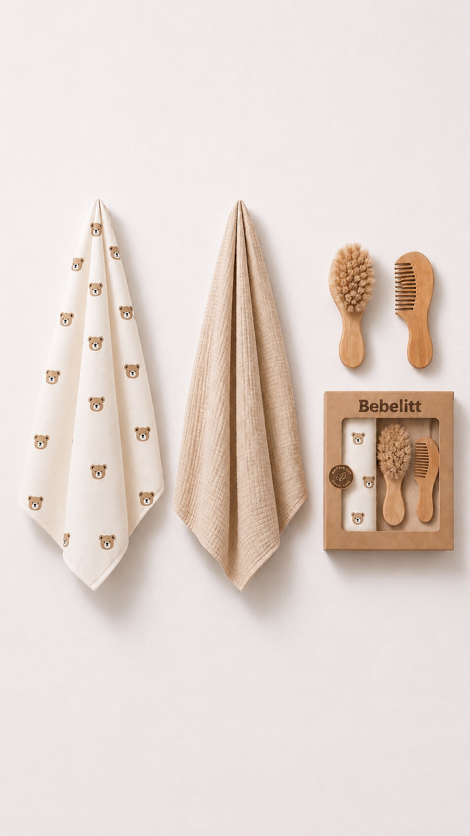 Baby Wendedecke Set mit Pflegekämmen Bear