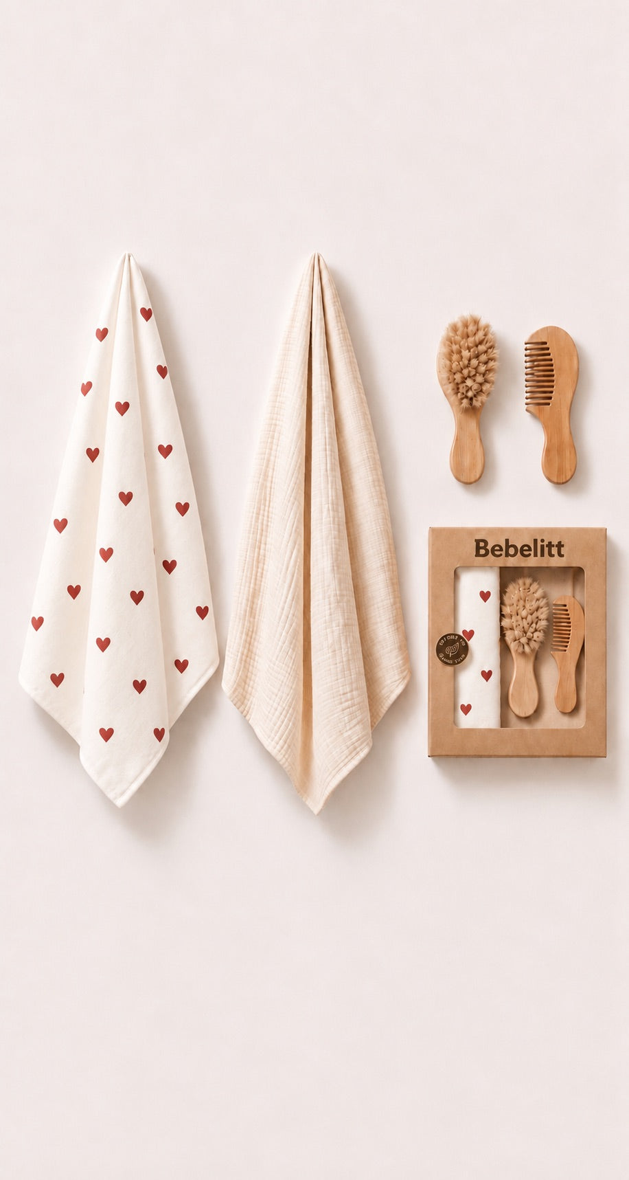 Baby Wendedecke Set mit Pflegekämmen Herz