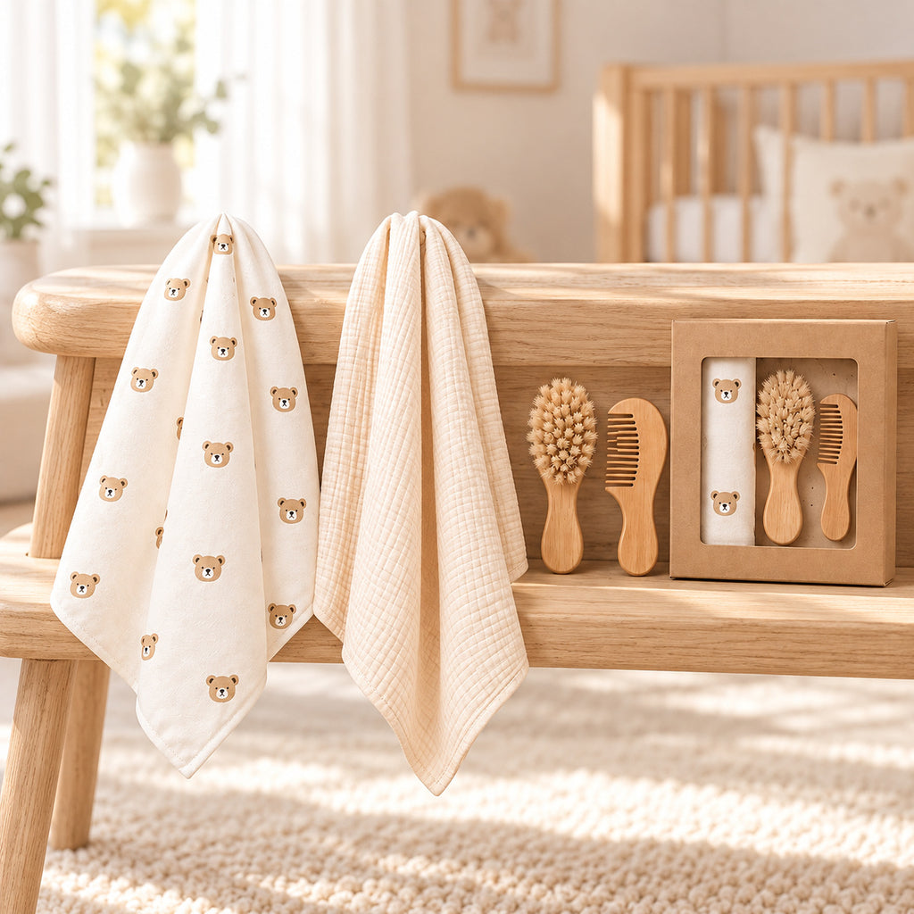 Geschenkbox Musselin Set Bär Beige – Kinderzimmer