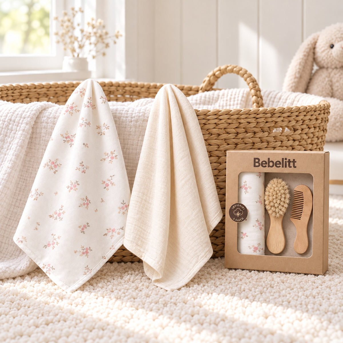 Geschenkbox Musselin Set Blume Beige – Lifestyle