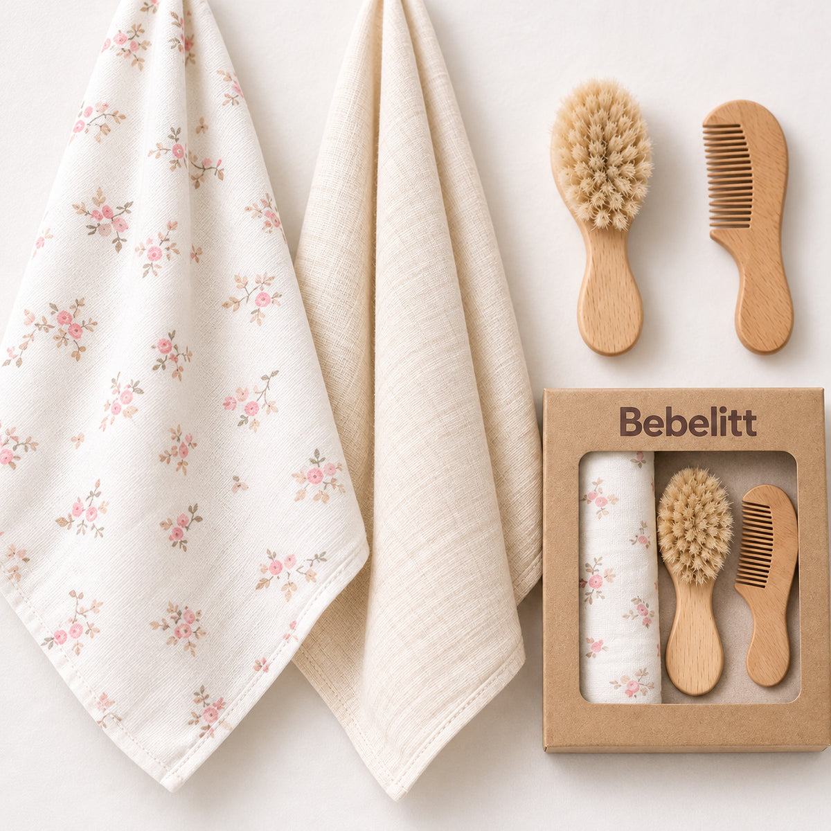 Geschenkbox Musselin Set Blume Beige – Detail