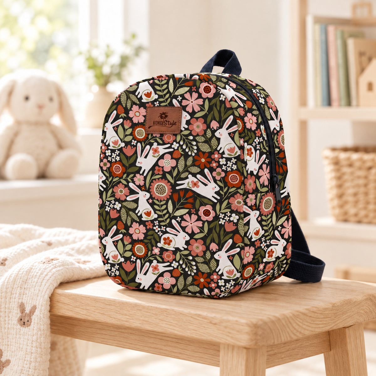 Kinderrucksack Blumen und Hasen – Kinderzimmer