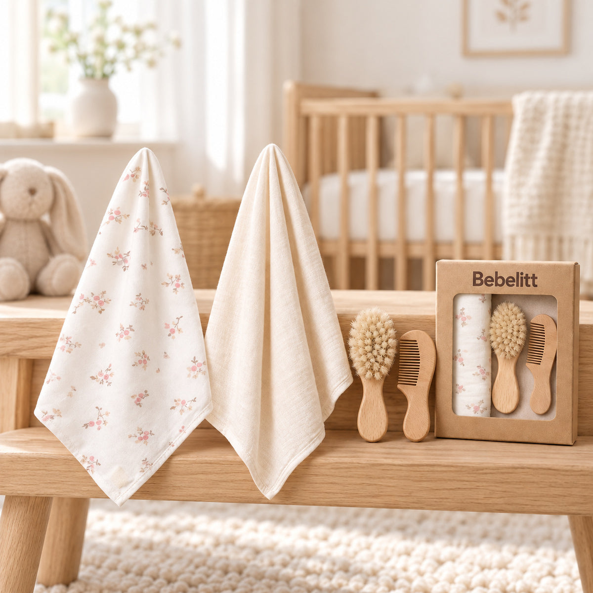 Geschenkbox Musselin Set Blume Beige – Kinderzimmer