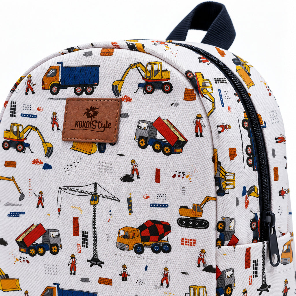 Kinderrucksack Baustellenfahrzeuge – Detail