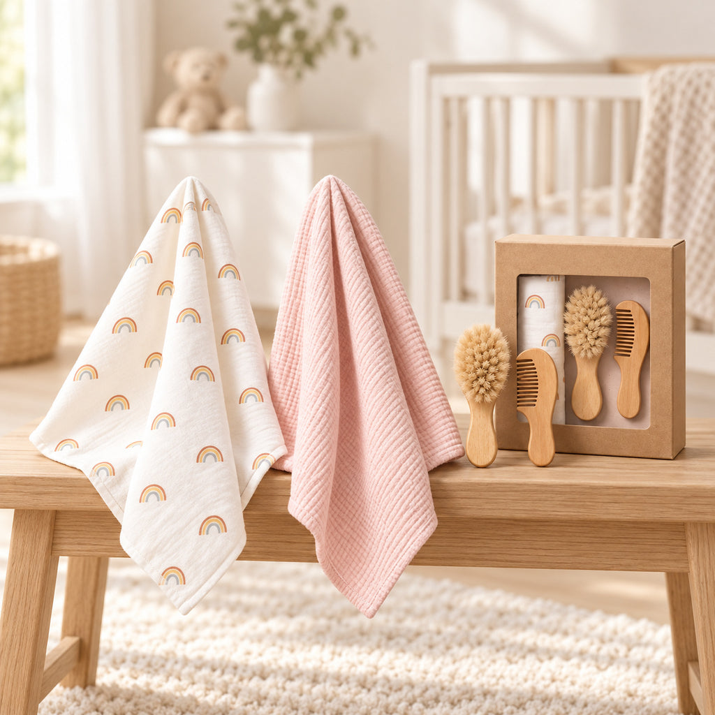 Geschenkbox Musselin Set Regenbogen Rosa – Kinderzimmer