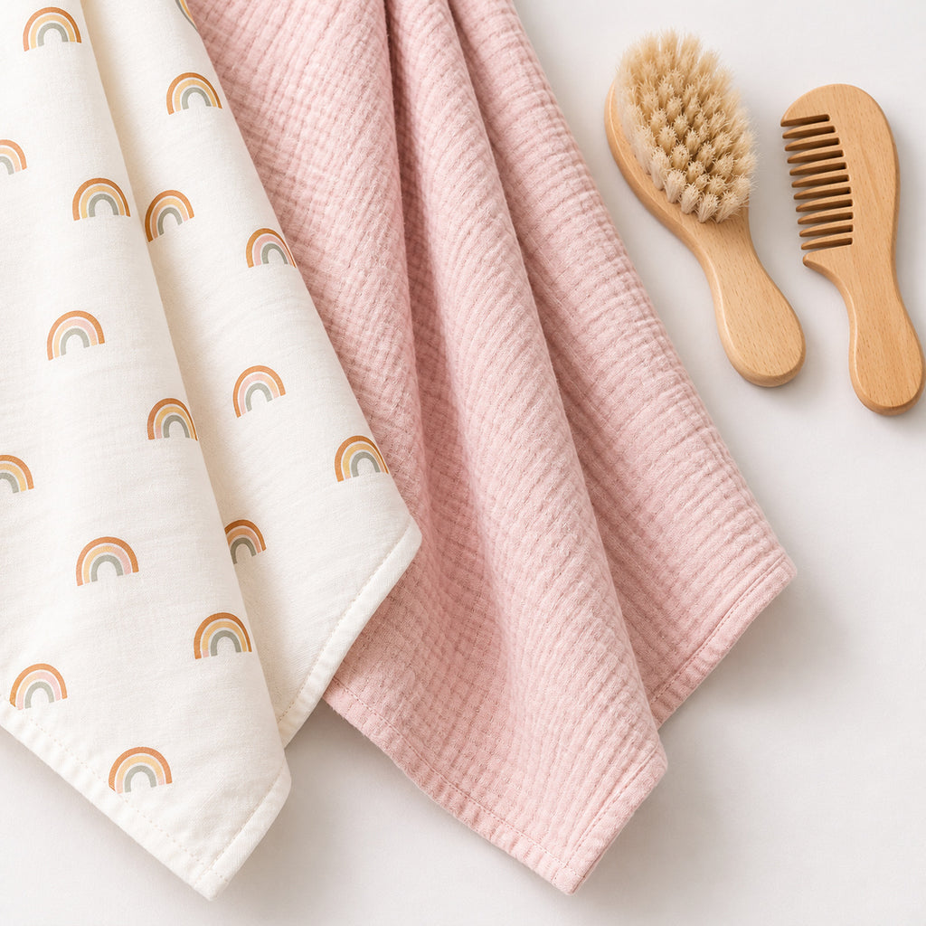 Geschenkbox Musselin Set Regenbogen Rosa – Detail